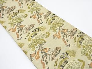 アンティーク　地紙に鶴・花模様織り出し丸帯(材料)